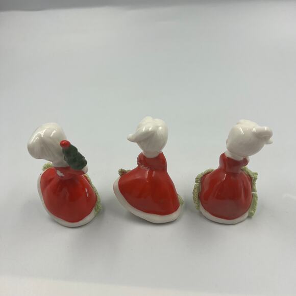 Vintage Enesco Christmas Holiday Bloomer Girls Set Wreath Tree Spaghetti Trim 3 - Picture 5 of 10